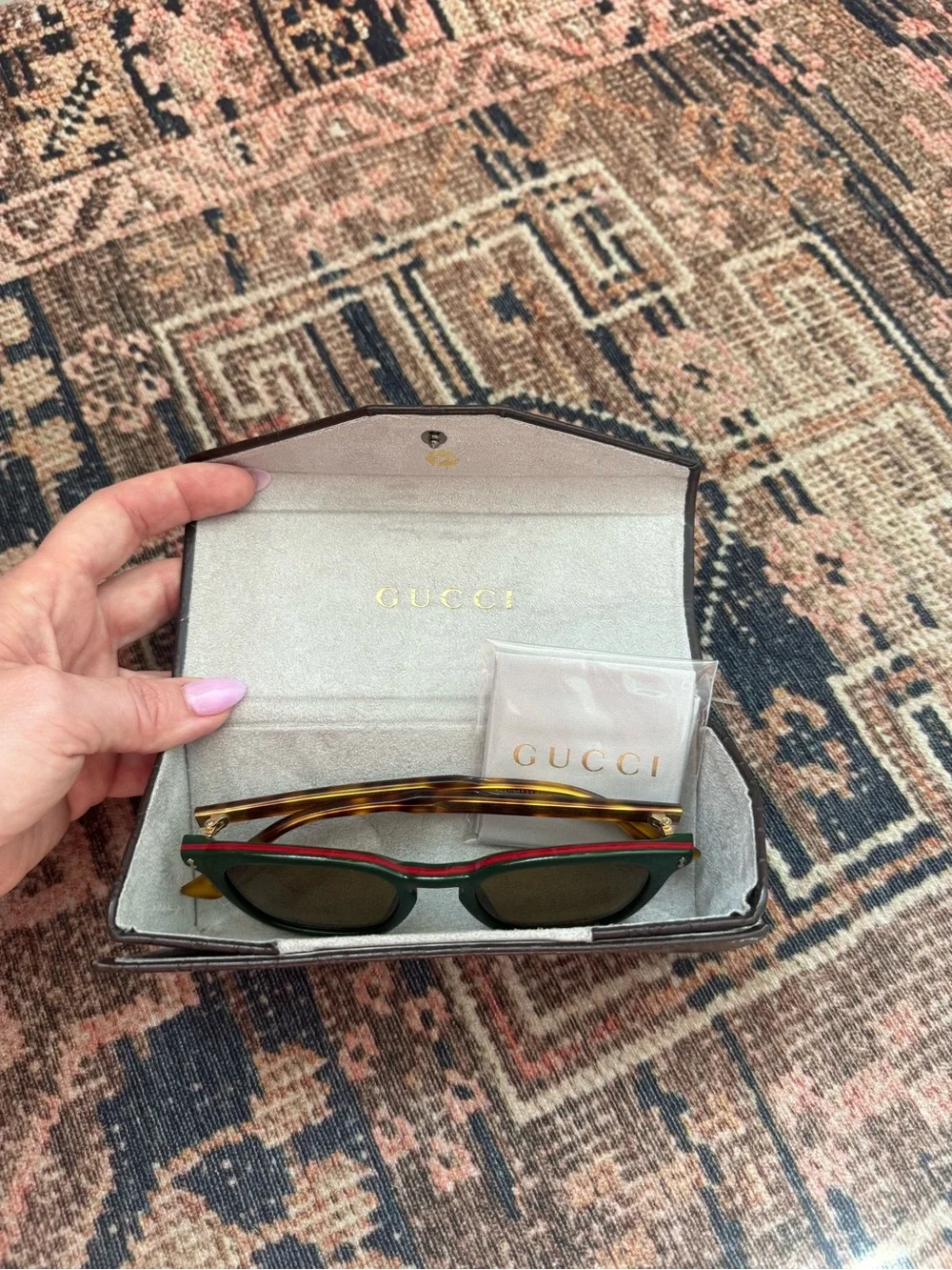 Gucci GG-0125-S Green & Tortoiseshell Square Sunglasses with Case